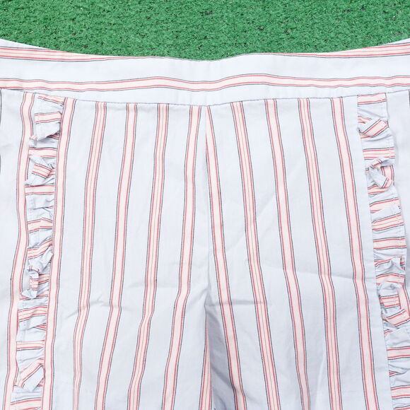 ANN TAYLOR LOFT BLUE RED STRIPED RUFFLE SHORTS WOMENS SIZE 6 - Picture 2 of 7